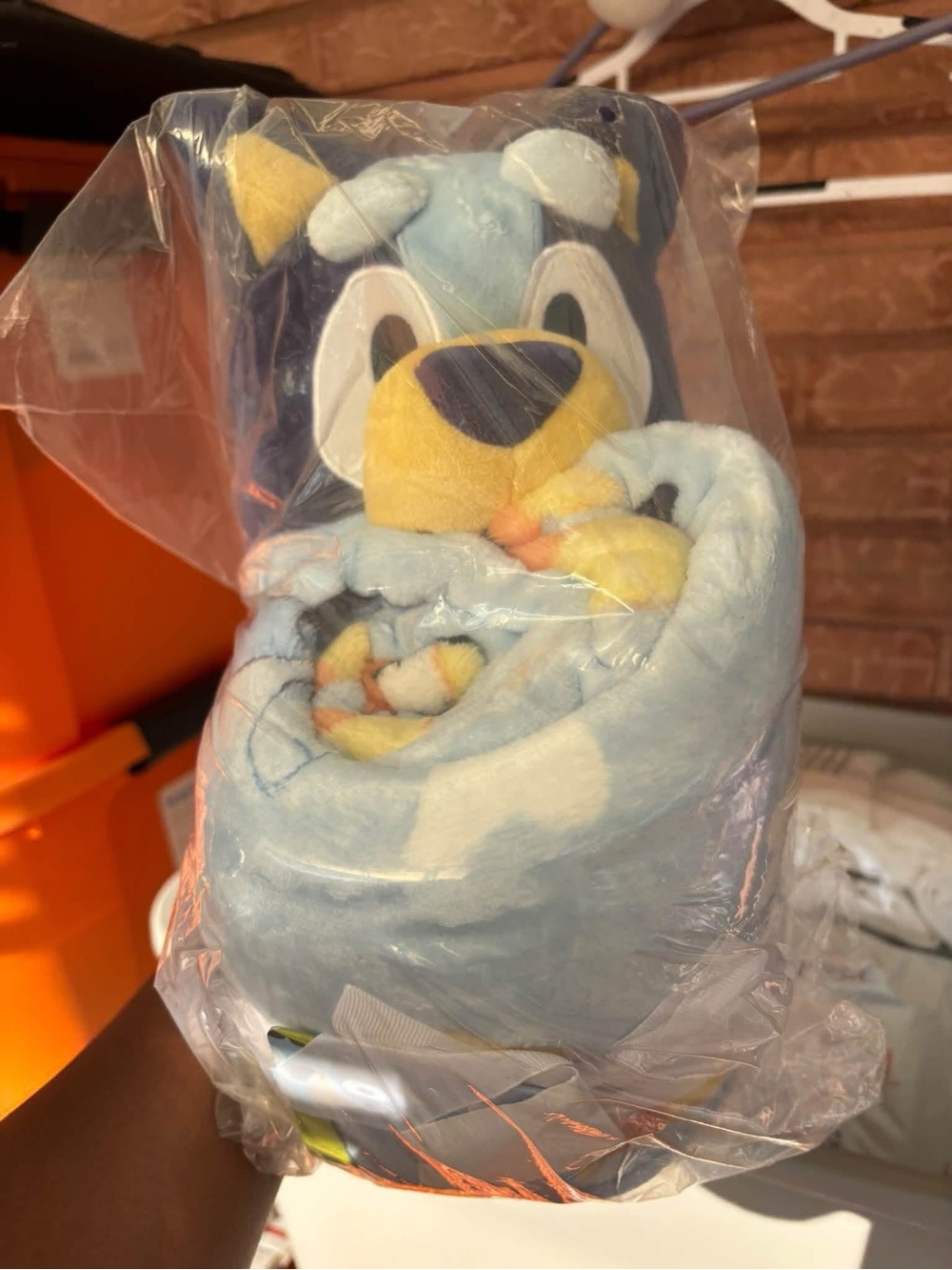 Blue Plush Bear Swaddle Toy for Toddlers by